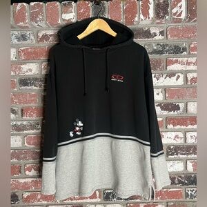 Vintage Disney Active Mickey Mouse Running Black/Gray Terry Hooded Sweatshirt